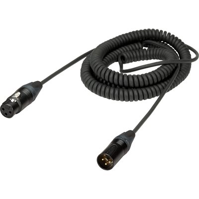 AMBIENT Coiled microphone cable mono XLR3F to XLR3M, 80 to 300 cm