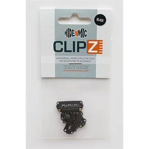Hide-a-mic Clipz, universal hair and wig mounts black, 3 clipz in a set