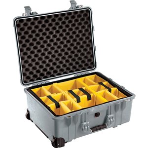 Pelican 1560 Case With Padded Divider Set - Silver *Special Order MOQ applies