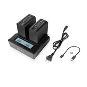 SHAPE BP-975 two batteries with dual LCD charger for Canon and REDÂ® KOMODOâ„¢